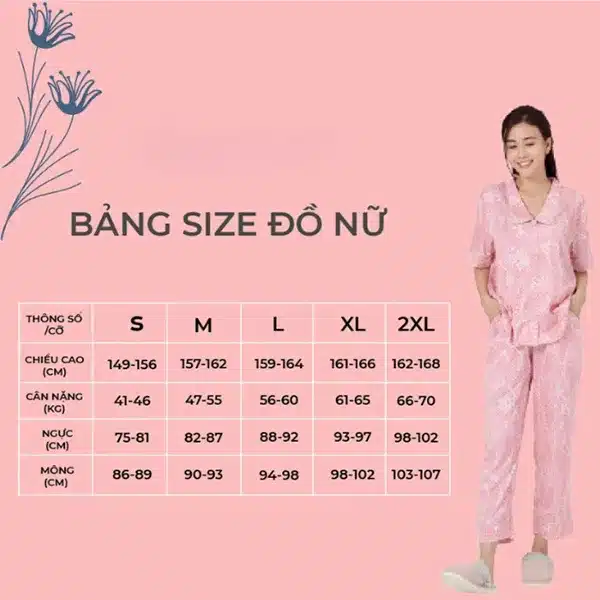 bảng size pijama